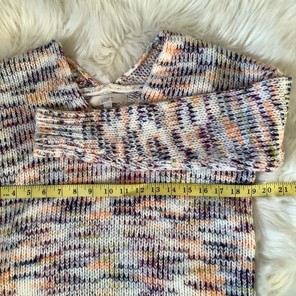 LOFT Multicolor Spacedye Double V Chunky Knit Oversized Sweater - Size XS - Picture 10 of 13
